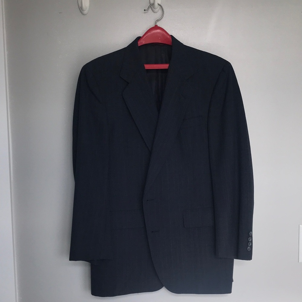 42R Hart Schaffner Mark Blue plaid suit.
